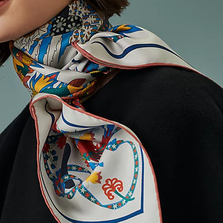 (Women) HERMES Silk Scarf  Multicolor Printed Twill Design H003903S 01 圖 3
