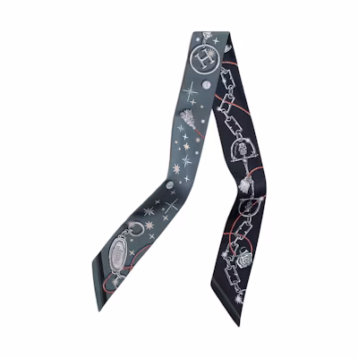 (Women) HERMES Silk Scarf Ocean Blue - Brand Logo Design H062743S 02