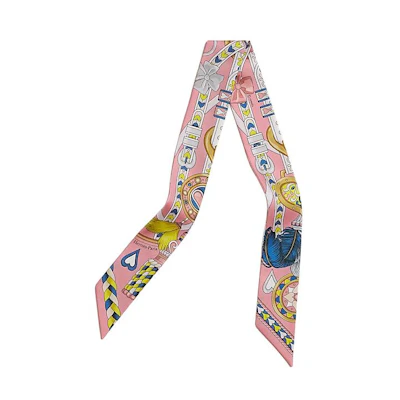 (Women) HERMES Silk Scarf Pink Equestrian Saddle Print H064090Sv07