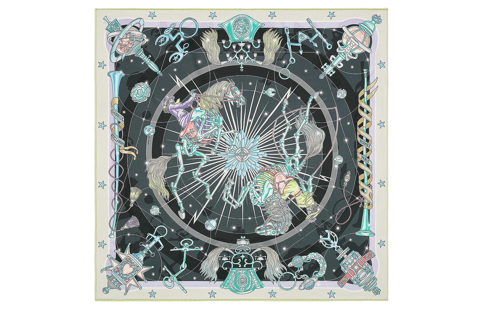 (Women) HERMES Silk Scarf  Skull Knight Design H983912S 08