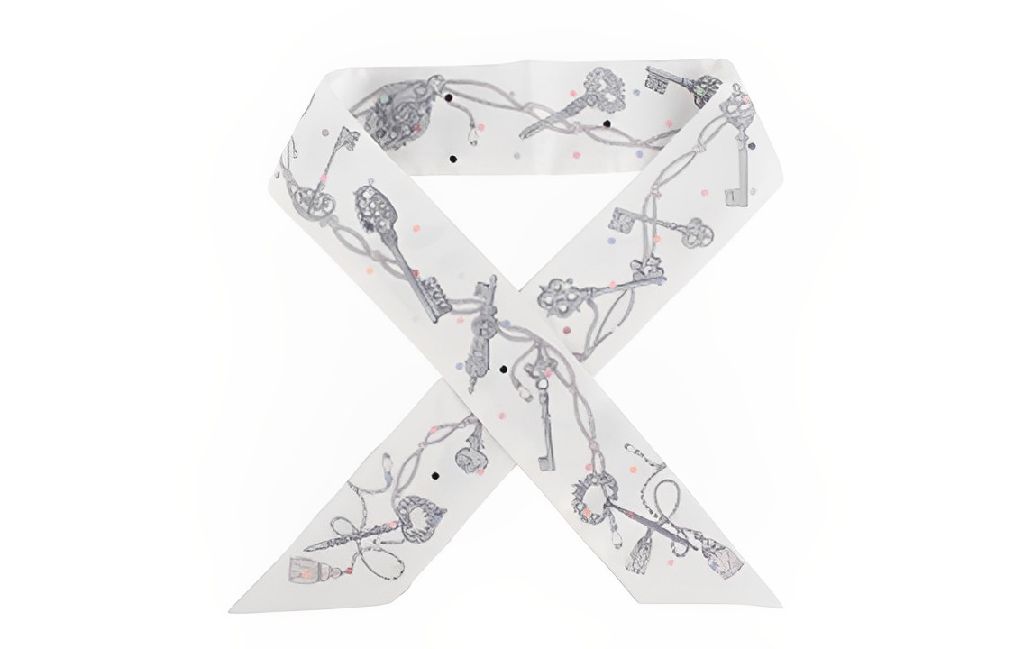 (Women) HERMES Silk Scarf  White "Key of Dots" Print. H063871S-03 圖 3