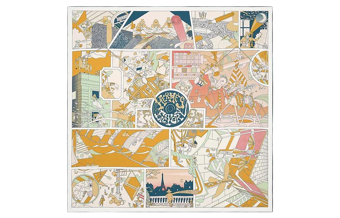 (Women) HERMES Silk Scarf Double-Sided Print 90x90cm Multicolor for Women H903910S-05