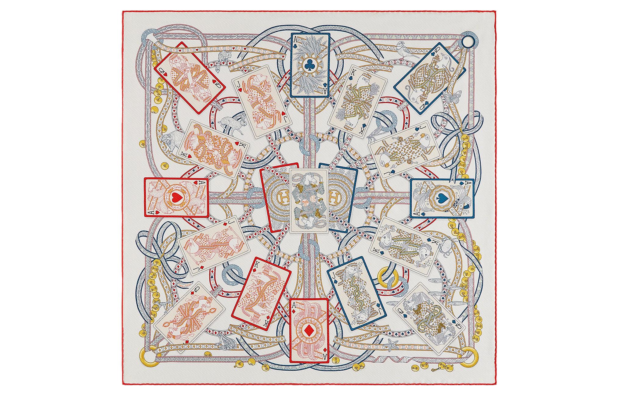 Order (W) HERMES Selendang Sutera Fesyen - Putih/Merah/Emas H983959S