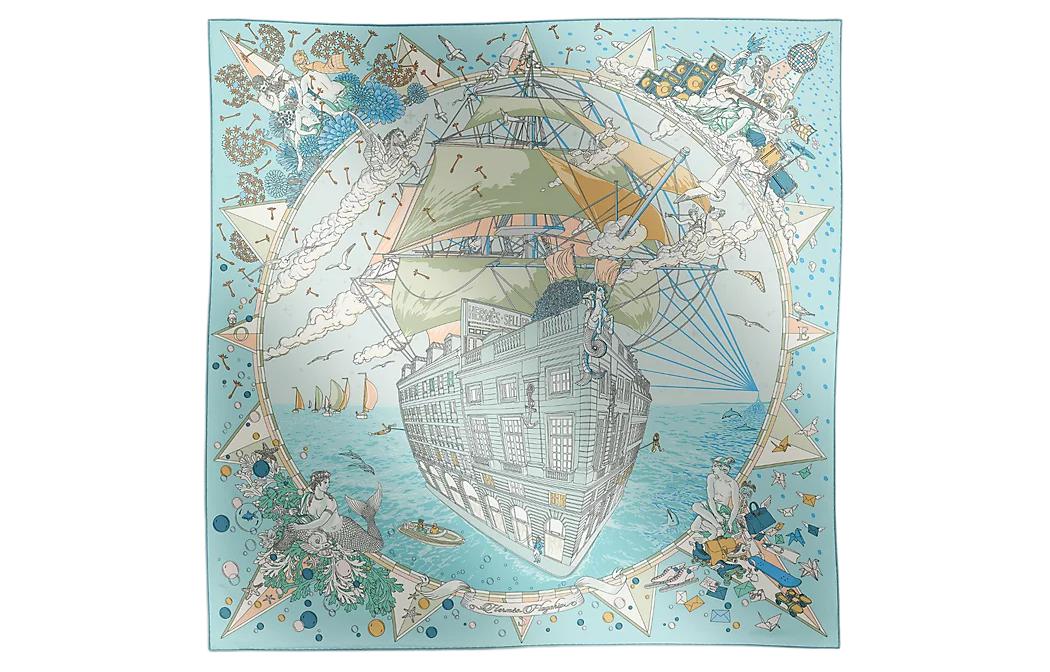 (Women) HERMES Silk Scarf for Women - Blue Pattern Design H004091S 09 圖 2