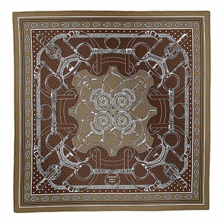 (Women) HERMES Silk Scarf for Women - Chocolate Color with Logo Design. H042977Sv11 圖 2