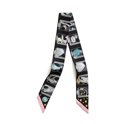 (Women) HERMES Silk Scarf for Women Black "Hermes Dynamic Sharing" Collection. H063875S10