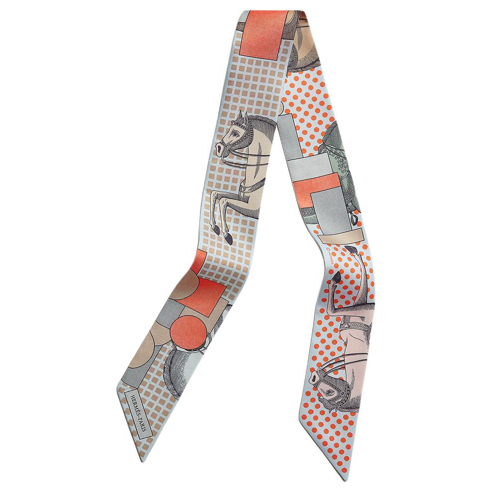 (Women) HERMES Silk Scarf for Women Coral/Gray Pattern Design H064008S 圖 2