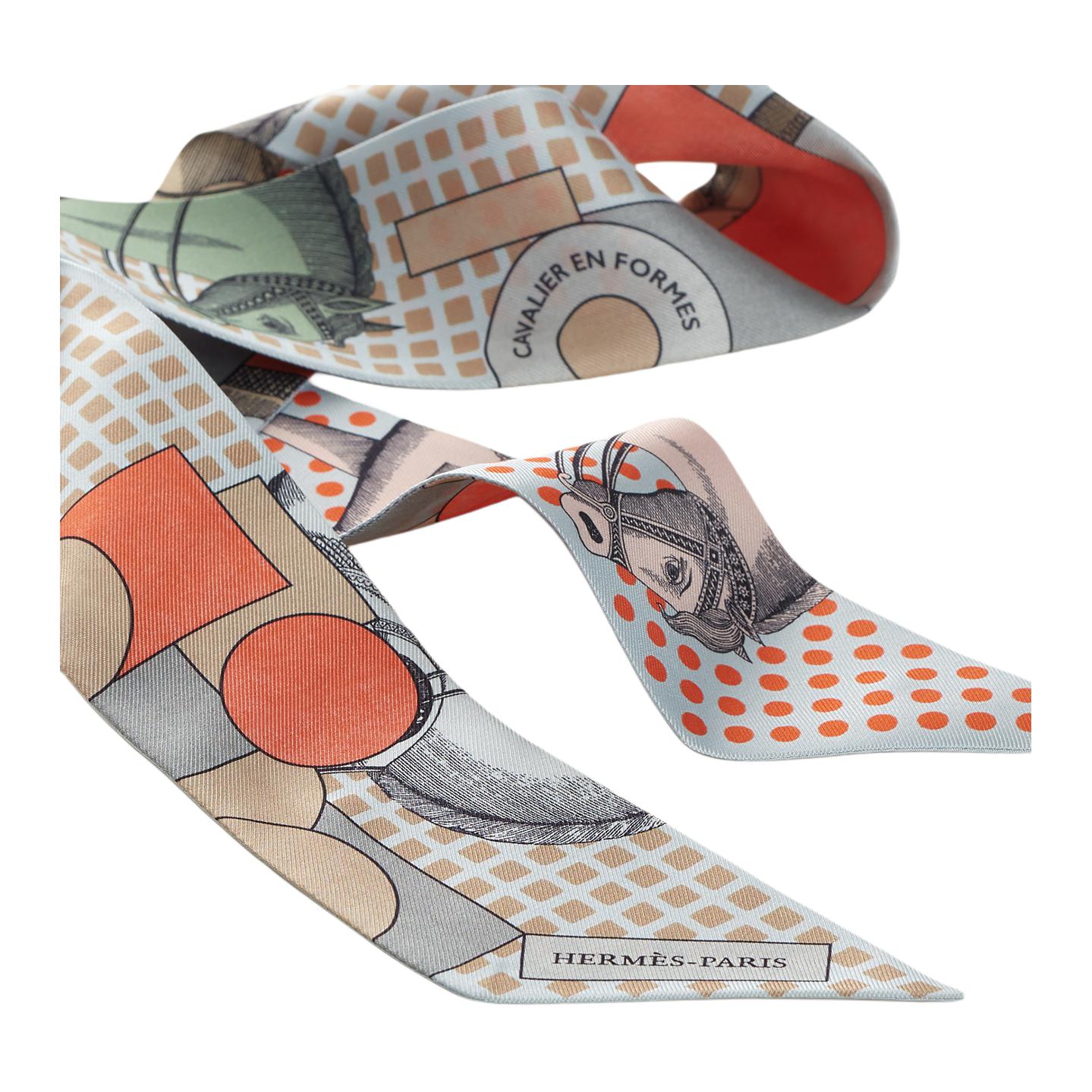 (Women) HERMES Silk Scarf for Women Coral/Gray Pattern Design H064008S 圖 3