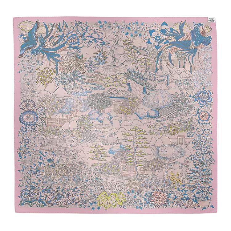 (Women) HERMES Silk Scarf for Women Rose Color with Double-Sided Pattern Design. H904126S 02 圖 4
