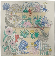 (Women) HERMES Silk Scarf for Women with Animal & Plant Print in Silver Gray. H894174Sv09 (Women) HERMES Silk Scarf for Women with Animal & Plant Print in Silver Gray. H894174Sv09