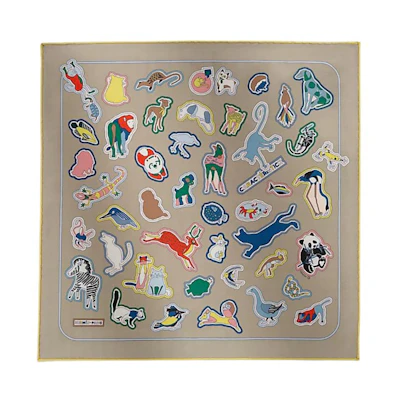 (Women) HERMES Silk Scarf Gray for Women - Designer Logo Pure Mulberry Silk H894219S05