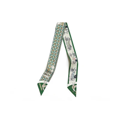 (Women) HERMES Silk Scarf Green for Women with Logo Design. H064108S 12