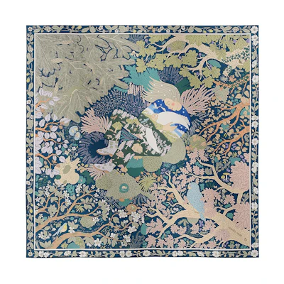 (Women) HERMES Silk Scarf Hand-Rolled Edges Sky Blue H004284S 07