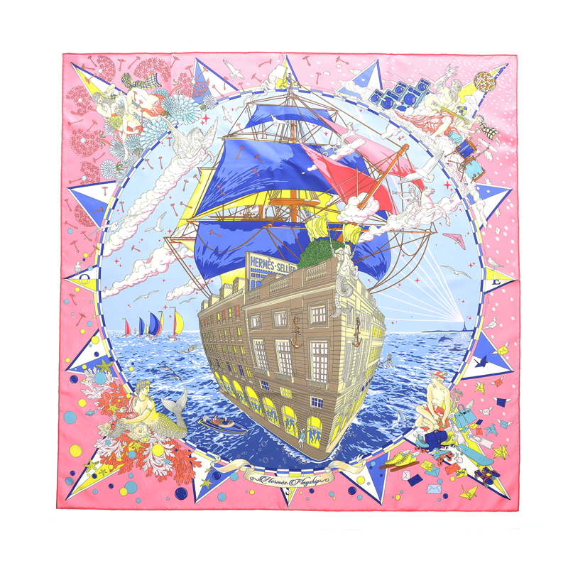 (Women) HERMES Silk Scarf Pink Pattern Design for Women. H004091Sv02 圖 2