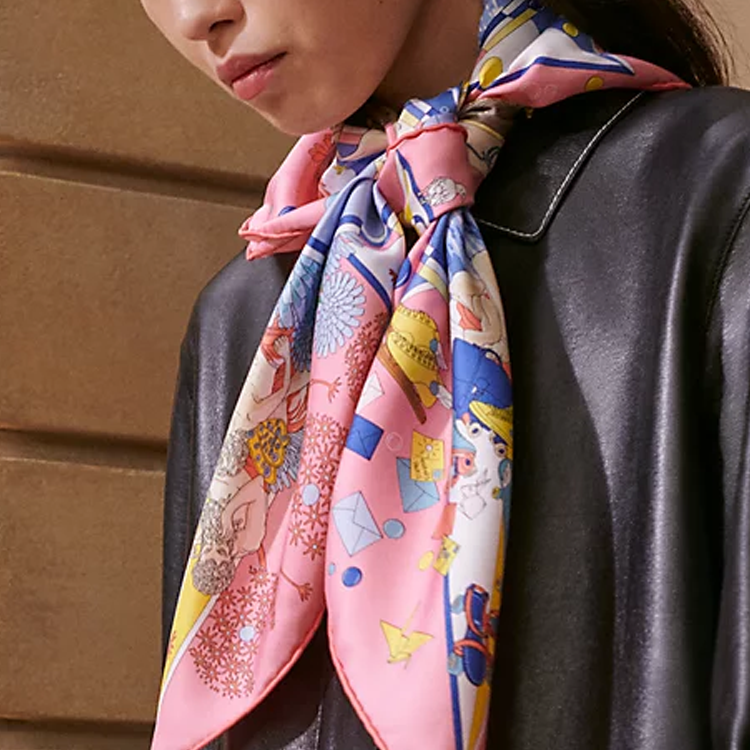 (Women) HERMES Silk Scarf Pink Pattern Design for Women. H004091Sv02 圖 5
