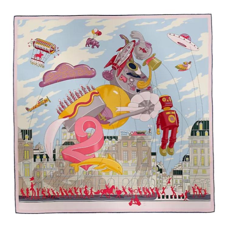 (Women) HERMES Silk Scarf Pink with Animated Design for Women. H004150S 圖 2