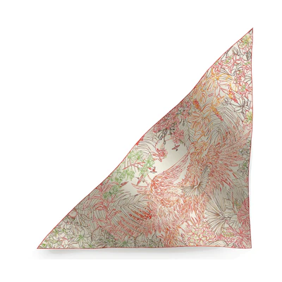 (Women) HERMES Silk Scarf Red with Botanical Print for Women H364114Sv09