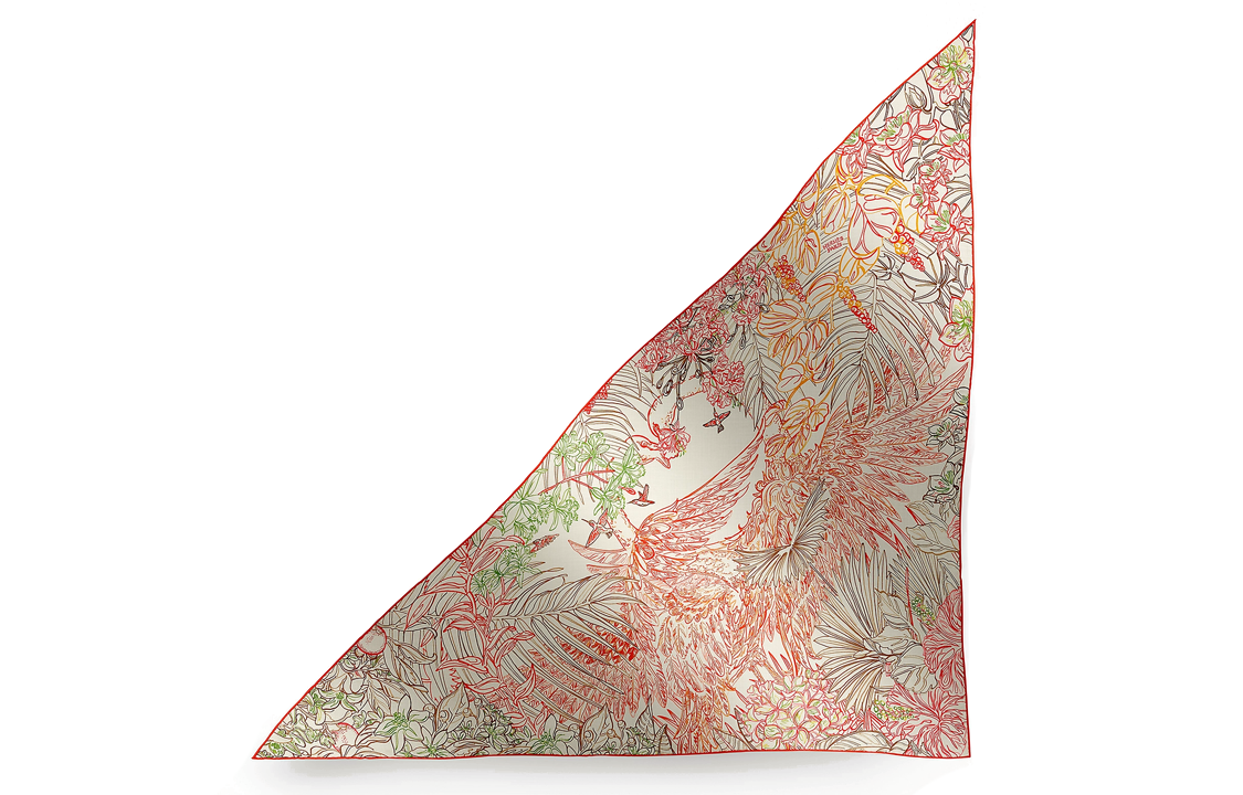 (Women) HERMES Silk Scarf Red with Botanical Print for Women H364114Sv09 圖 2