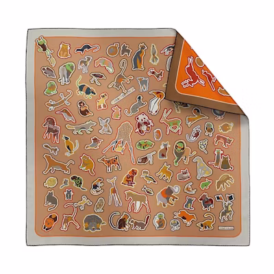 (Women) HERMES Silk Scarf with Animal Print Pattern for Women - Multicolor H904165Sv04