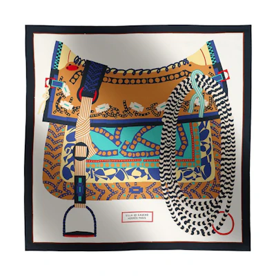 (Women) HERMES Silk Scarf with Saddle Pattern Design for Women - Multicolor. H004089S-04