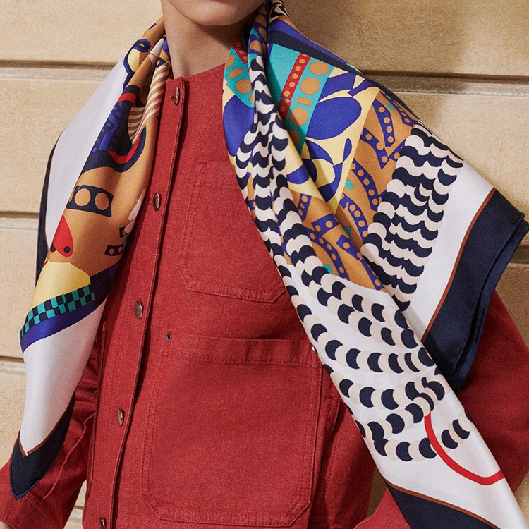 (Women) HERMES Silk Scarf with Saddle Pattern Design for Women - Multicolor. H004089S-04 圖 4