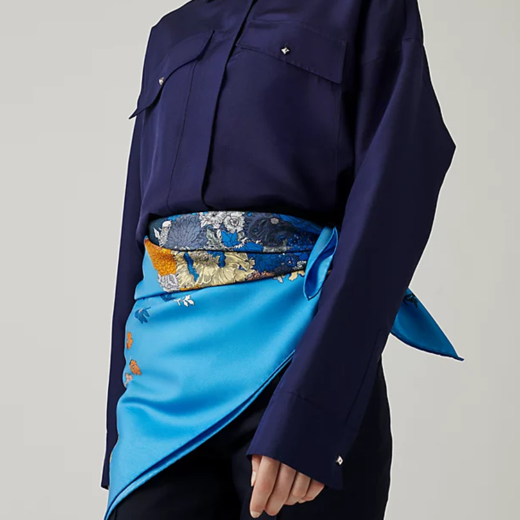 (Women) HERMES Silk Scarf Women Blue Lightweight Floral Design. H003904S-03 圖 3