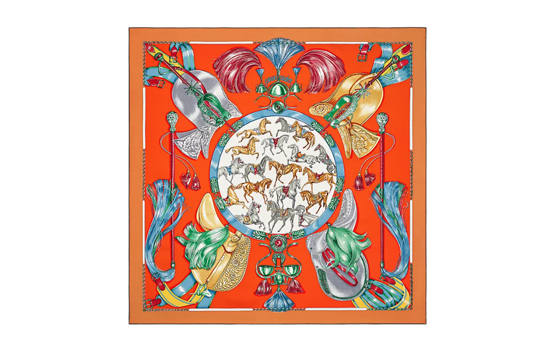 (Women) HERMES Silk Twill Scarf Orange  Accessory. H001829S-03 圖 2