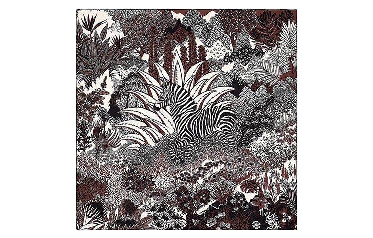 (Women) HERMES Silk Zebra Print Scarf Fashion Accessory H003323S-13