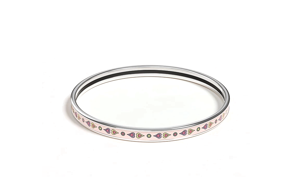 (Women) HERMES Silver Enamel Palladium Plated Printed Design Bracelet for Women. H244414FPJ265