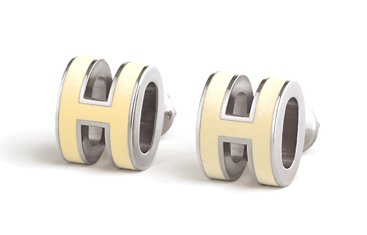 Order (Women) HERMES Silver H-Shaped Metal Earrings 608002fp41