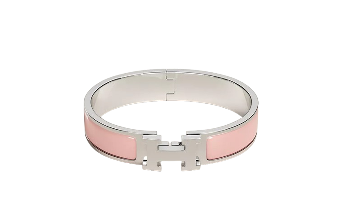 (Women) HERMES Silver Logo Engraved Bracelet for Women in Pink. H700001FP1Z 圖 2