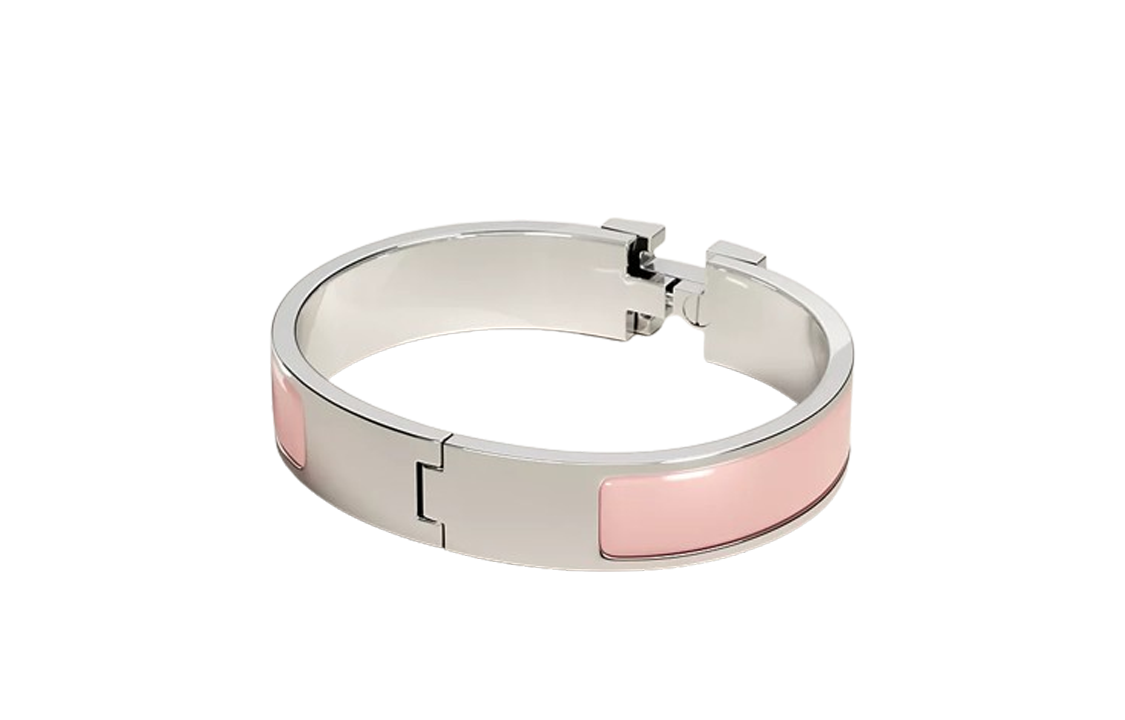 (Women) HERMES Silver Logo Engraved Bracelet for Women in Pink. H700001FP1Z 圖 3