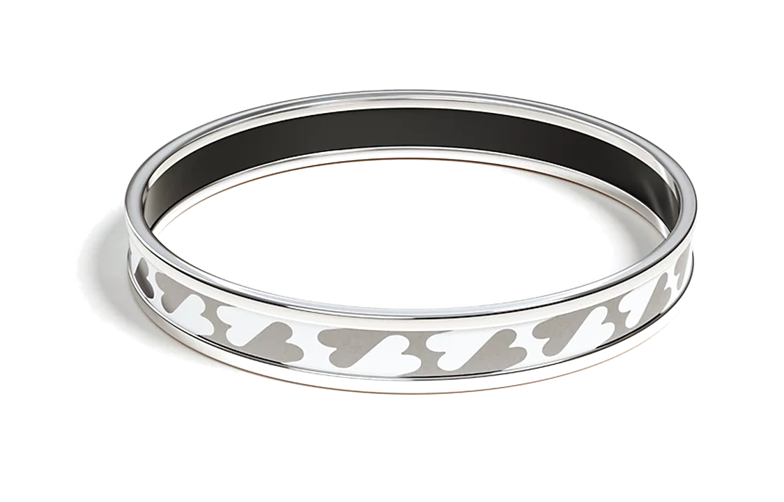 (Women) HERMES Silver Narrow Enamel Bracelet with "Cartes a Jouer" Print for Women. H213312FPC565