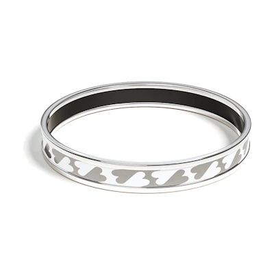 (Women) HERMES Silver Narrow Enamel Bracelet with "Cartes a Jouer" Print for Women. H213312FPC565