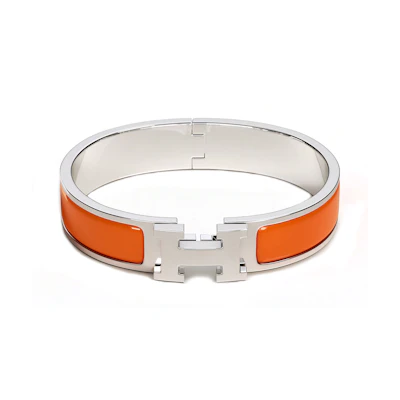 (Women) HERMES Silver/Orange Minimalist Fashion Bracelet for Women. H700001FP8AGM