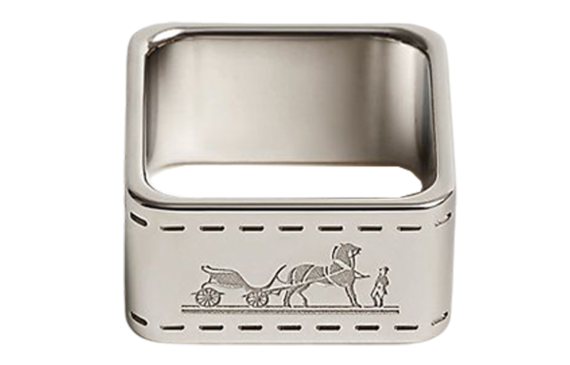 Buy (Women) HERMES Silver Palladium Plated Carriage Motif Scarf Ring for Women. H601463S-00