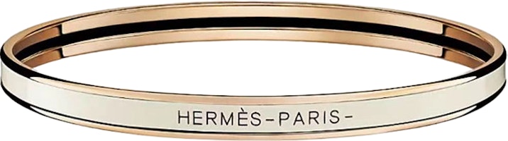 (Women) HERMES Slim Enamel Letter Bracelet Rose Gold Cream White. H240001FO85 (Women) HERMES Slim Enamel Letter Bracelet Rose Gold Cream White. H240001FO85