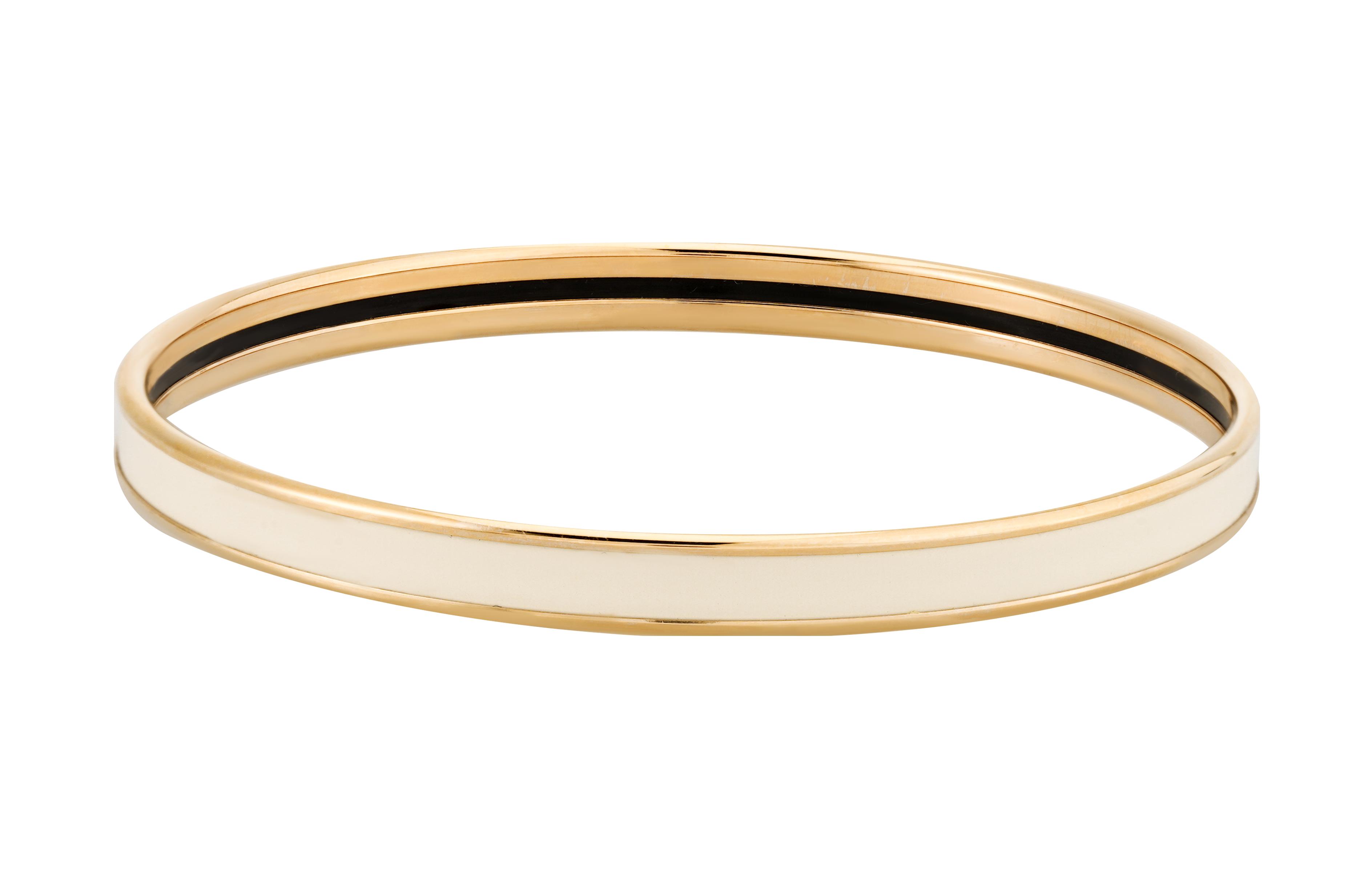 Shop (W) HERMES Gelang Slim Enamel Rose Gold Cream White. H240001FO85