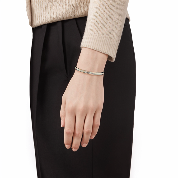 Details for (W) HERMES Gelang Slim Enamel Rose Gold Cream White. H240001FO85