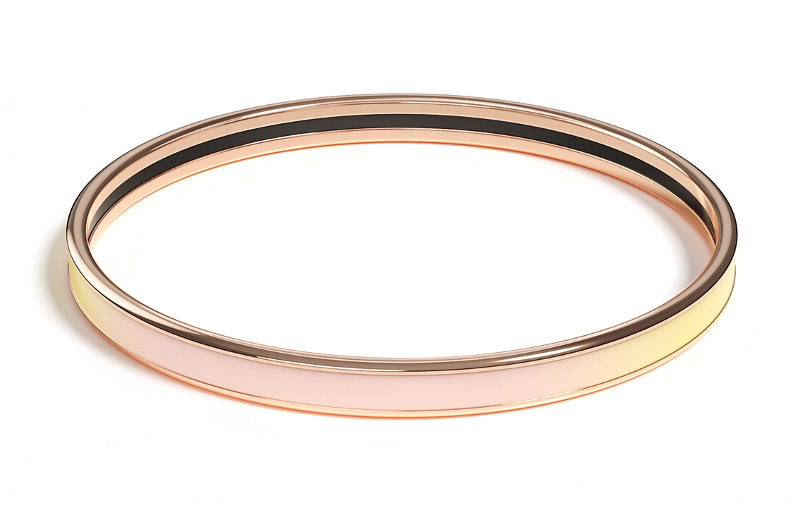 Lookbook (W) 에르메스 슬림 로고 골드 도금 여성용 팔찌 옐로우/핑크 H240002FOD3