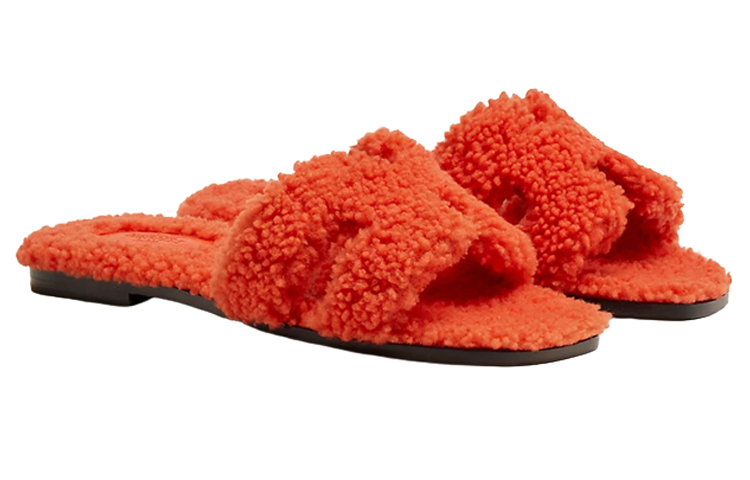 Shop (W) HERMES Sandalias Tipo Slip-On 'Naranja Rojo' H212178Z-H5