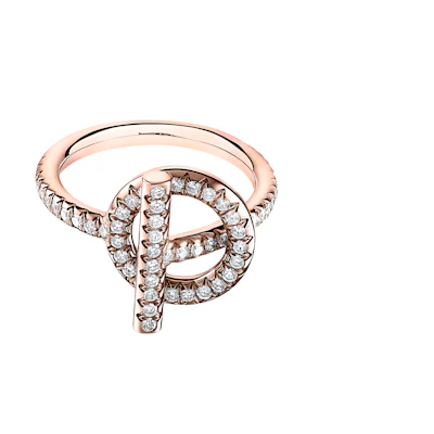 (Women) HERMES Small Q Series Full Diamond 18K Rose Gold Ring for Women in Rose Gold Color. H219693B