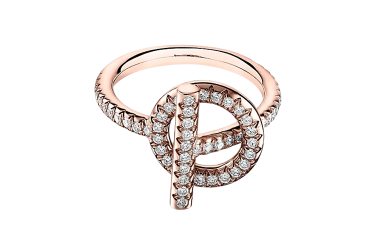Order (Women) HERMES Small Q Series Full Diamond 18K Rose Gold Ring for Women in Rose Gold Color. H219693B