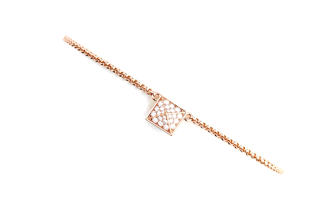 Order (W) HERMES Gelang Emas Ros 18K Berlian Corak Stud Kecil Wanita - Emas Ros H223407B 0015