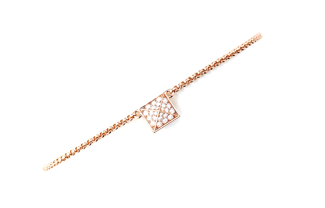 Lookbook (W) HERMES Gelang Emas Ros 18K Berlian Corak Stud Kecil Wanita - Emas Ros H223407B 0015