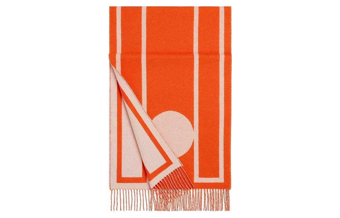 (Women) HERMES Soft and Comfortable Knitted Scarf Women’s Orange H259105S 04