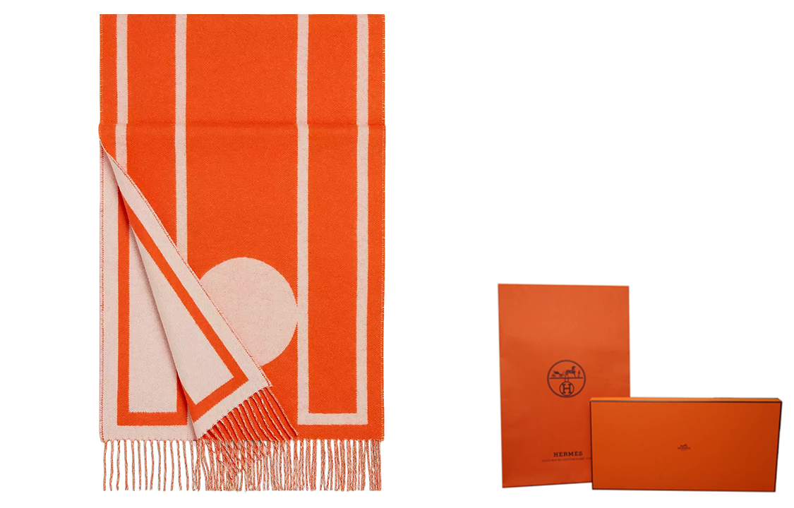 (Women) HERMES Soft and Comfortable Knitted Scarf Women’s Orange H259105S 04 圖 5