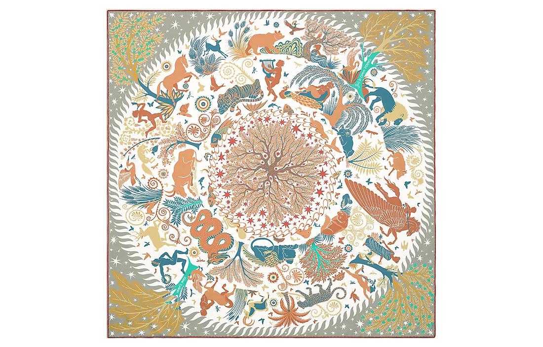(Women) HERMES Sous le Charme d'Orphée Double-Sided Silk Scarf Beige/Green for Women. H903702S-02 圖 3