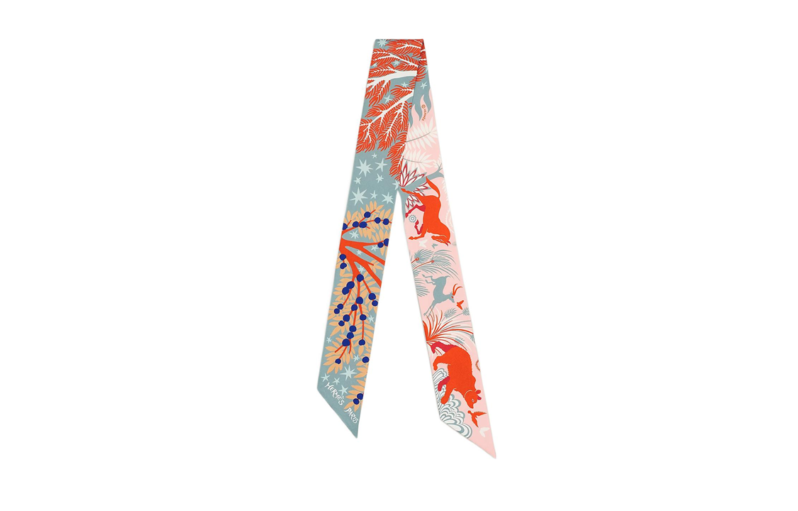 (Women) HERMES Sous le Charme d'Orphee Twilly Scarf Women Rose Violet/Orange H063702S-05 圖 5