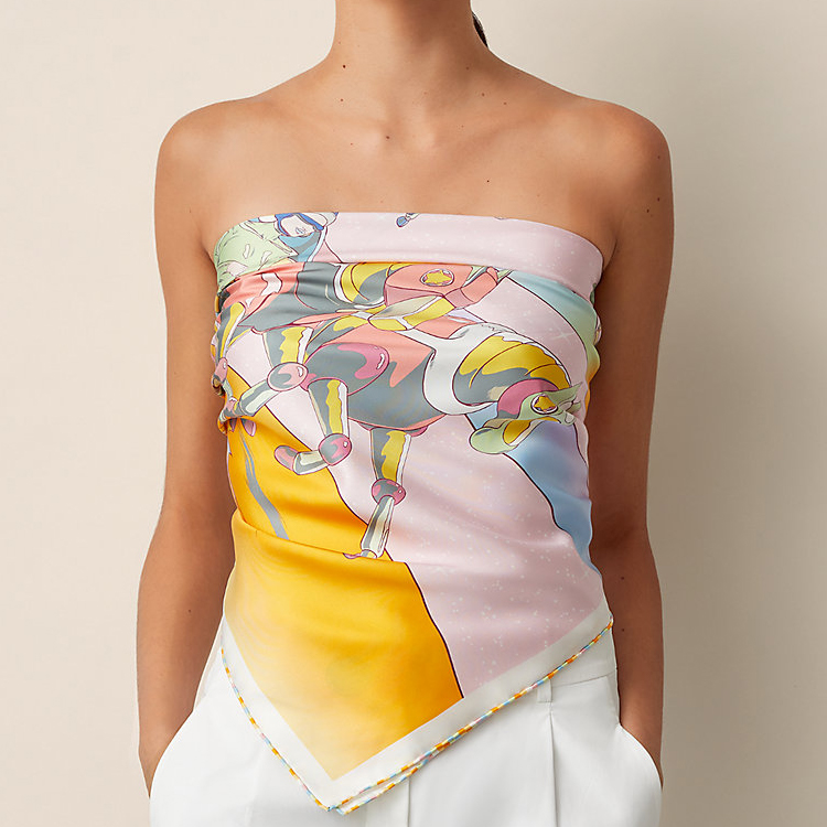 (Women) HERMES Space Horse 90 cm Silk Scarf in Light Rose H003573S-13 圖 3